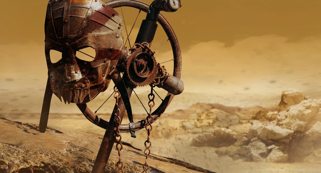 Photo,Of,A,Post,Apocalyptic,Raider,Warrior,Metal,Armor,Mask