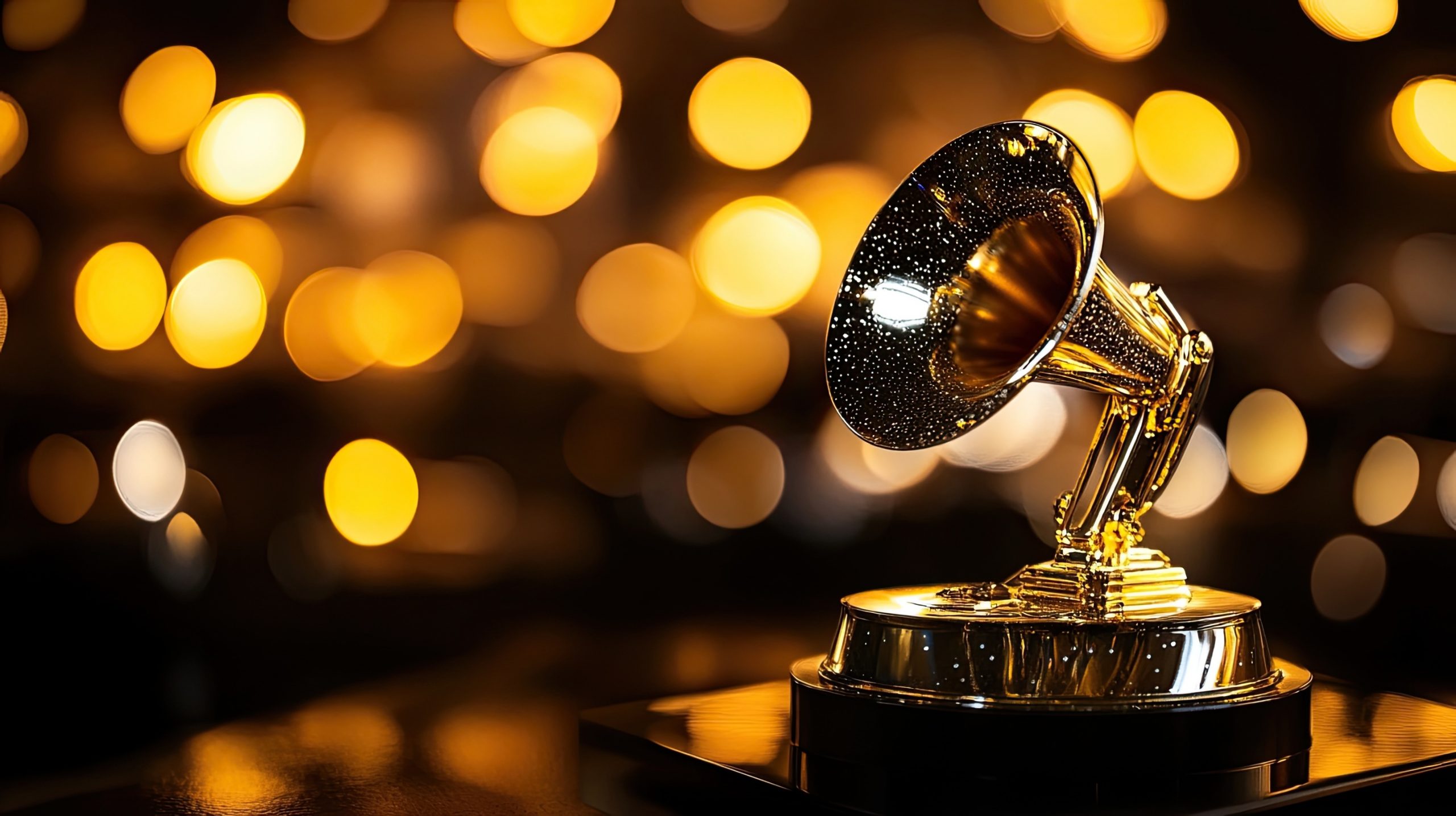 Grammy Award with White Highlights: Shiny Grammy Award Trophy Highlighted with Bright White for Celebrating Music Industry Achievements