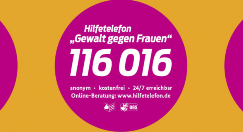 „Gewalt gegen Frauen“: 08000 116 016