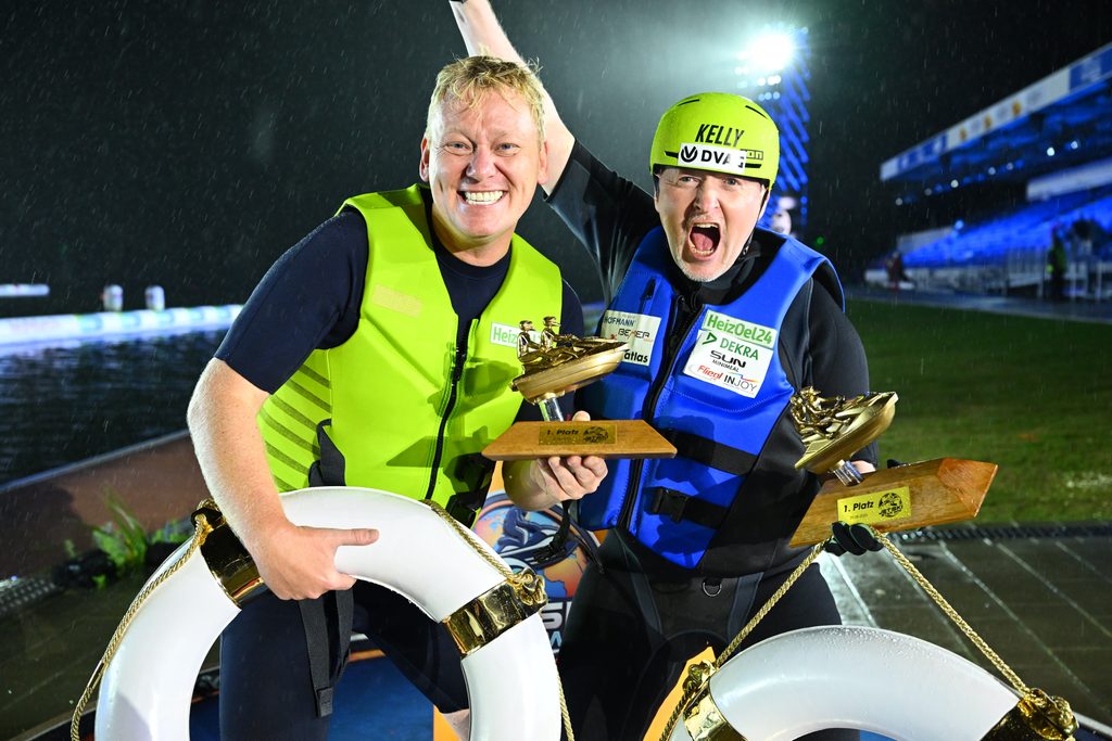 Ralf Schumacher und Stefan Raab bei der Jetski Star WM in Duisburg