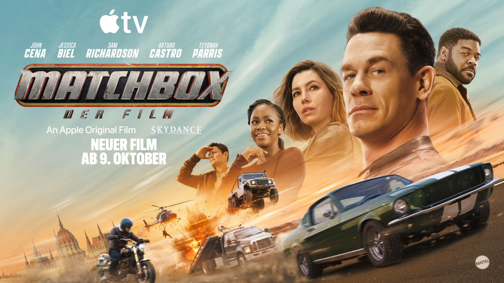 „John Cena, Jessica Biel, Sam Richardson, Teyonah Parris und Arturo Castro in Matchbox: Der Film“